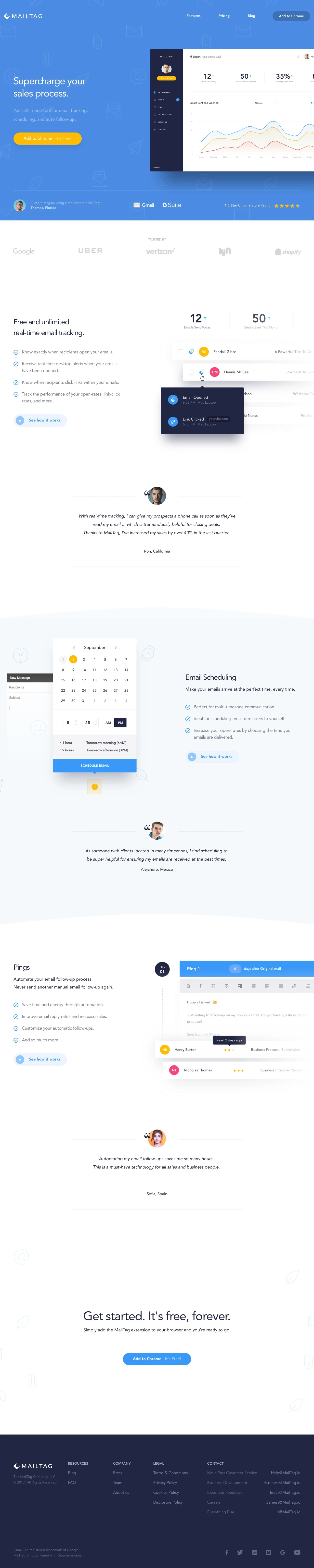 MailTag Landing Page Example: Supercharge your sales process. Your all-in-one tool for email tracking, scheduling, and auto follow-up.