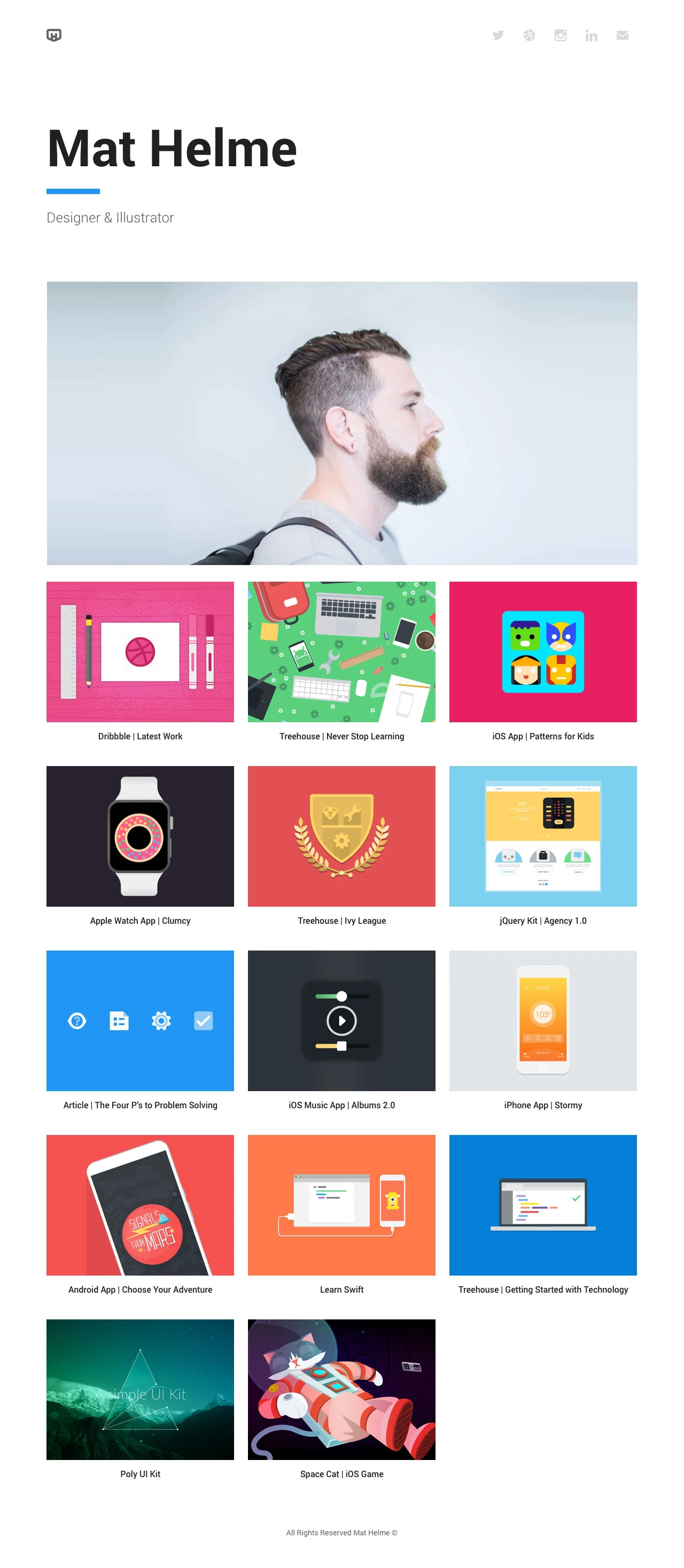 Mat Helme Landing Page Example: Designer & Illustrative lead @Google