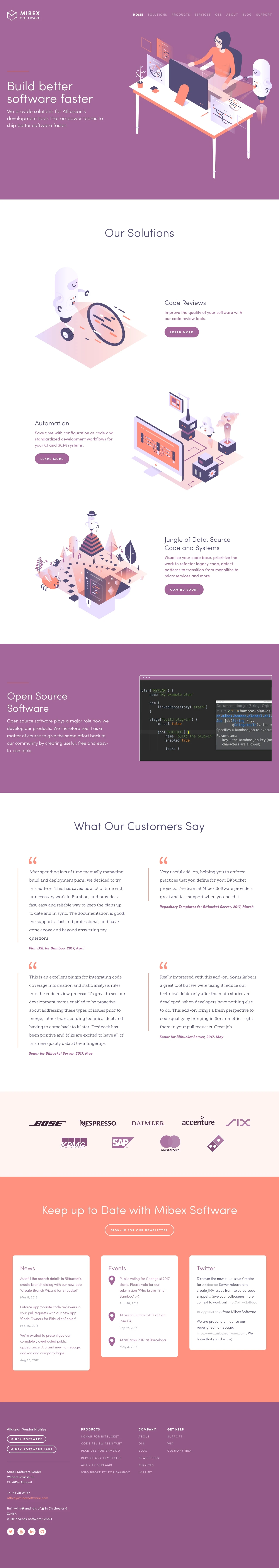 Mibex Software Landing Page Example: We provide solutions for Atlassian's development tools that empower teams to ship better software faster.