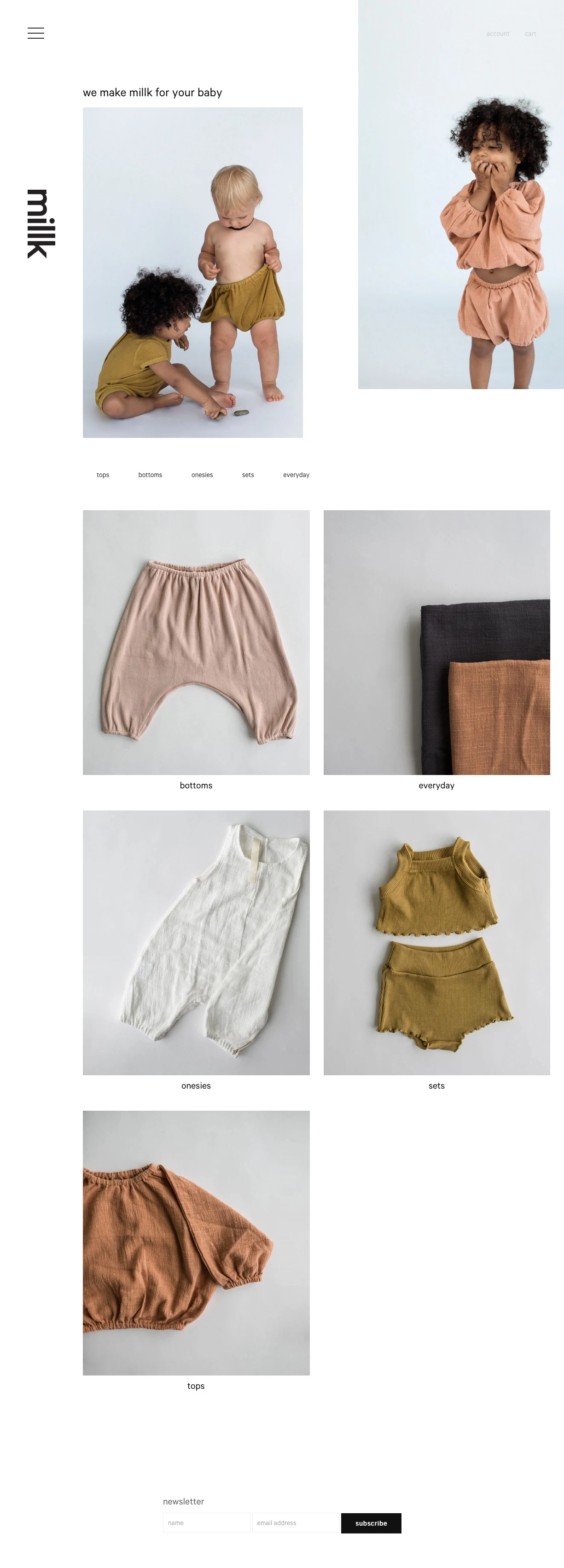 Millk Landing Page Example: We make Millk for your baby.