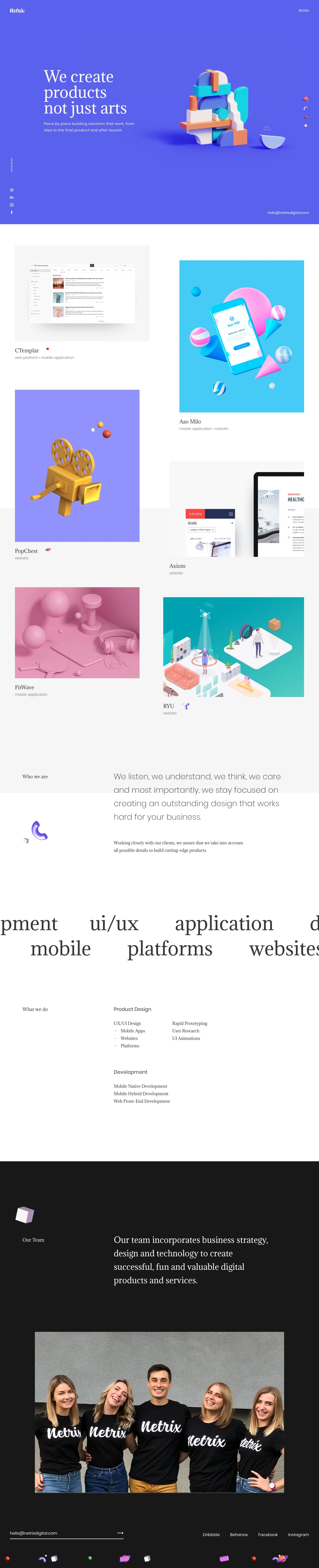 Netrix Digital Landing Page Example: Netrix is a digital agency working with start-ups, medium businesses and individual entrepreneurs. We create better products not just arts. Our team combines digital strategy, user experience and design to help clients build strong products.