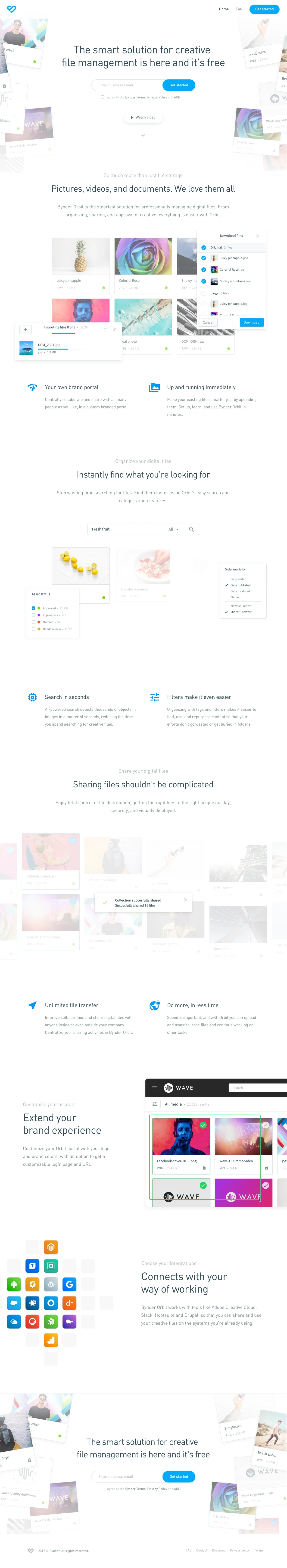 Bynder Orbit Landing Page Example: Bynder Orbit is the smartest solution for professionally managing digital files. From organizing, sharing, and approval of creative; everything is easier with Orbit.