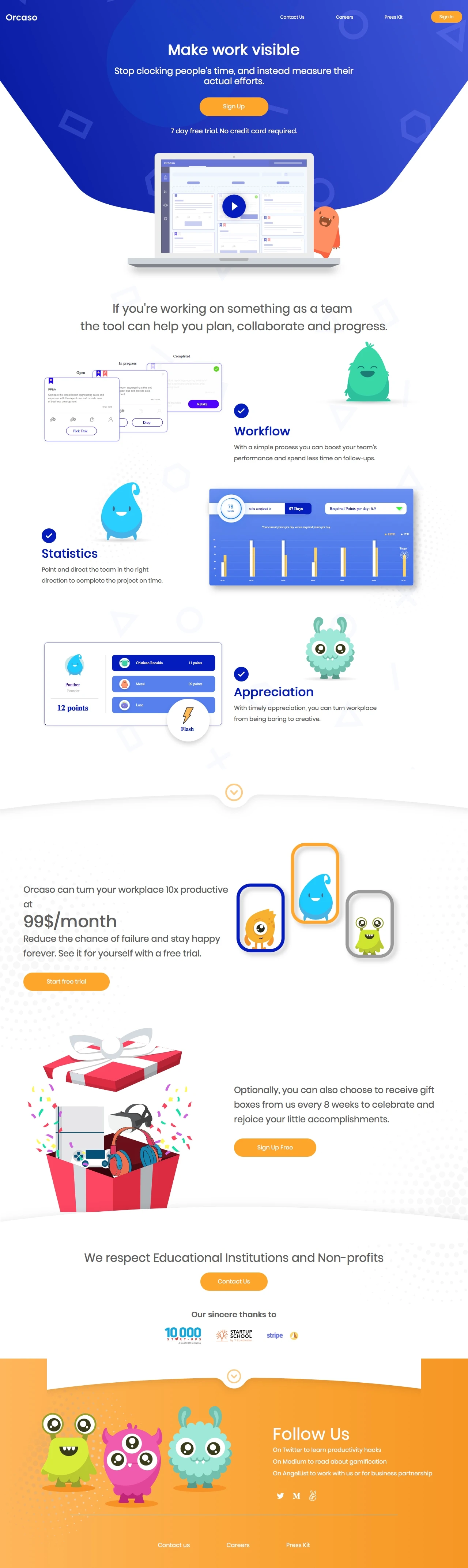 Orcaso Landing Page Example: Work is now gamified. Achieve greatness through orcaso.io, the simplest project management/team collaboration tool.