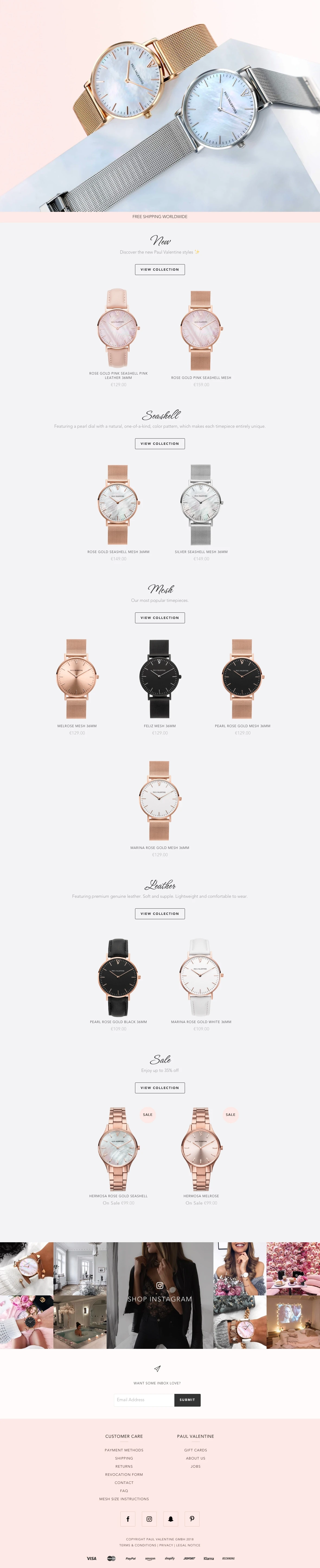 Paul Valentine Landing Page Example: Paul Valentine Watches. High quality, minimalist, watches crafted with a refined attention to detail that flow seamlessly into your lifestyle.