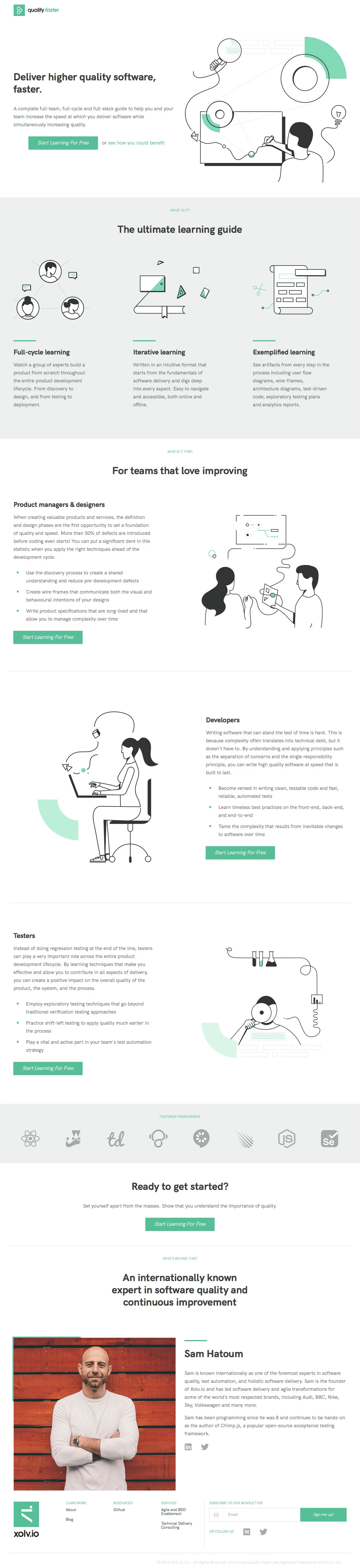 Quality Faster Landing Page Example: Complete guide that helps you and your team to deliver higher quality software, faster.