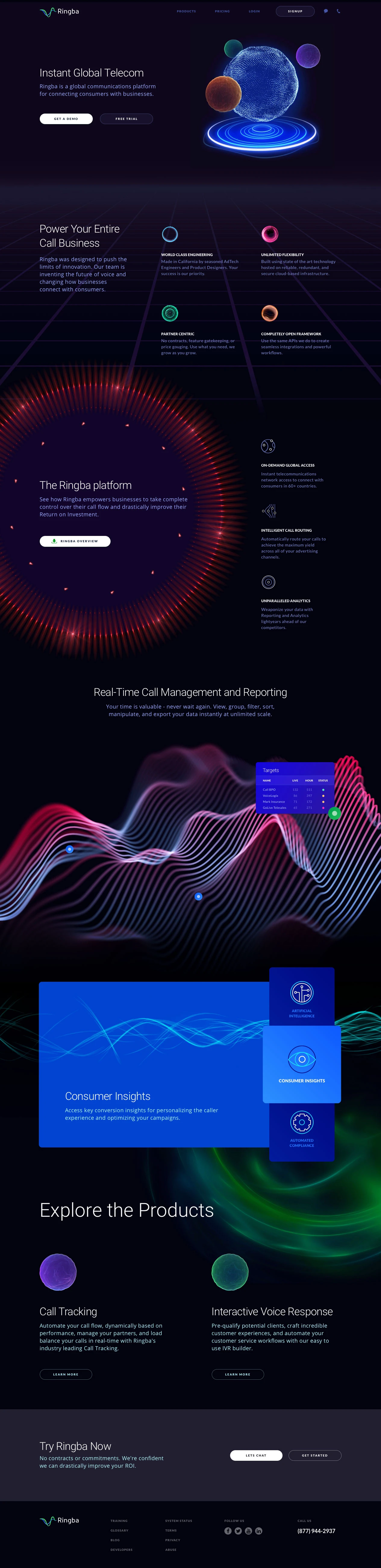 Ringba Landing Page Example: Ringba is a global communications platform for connecting consumers with businesses.