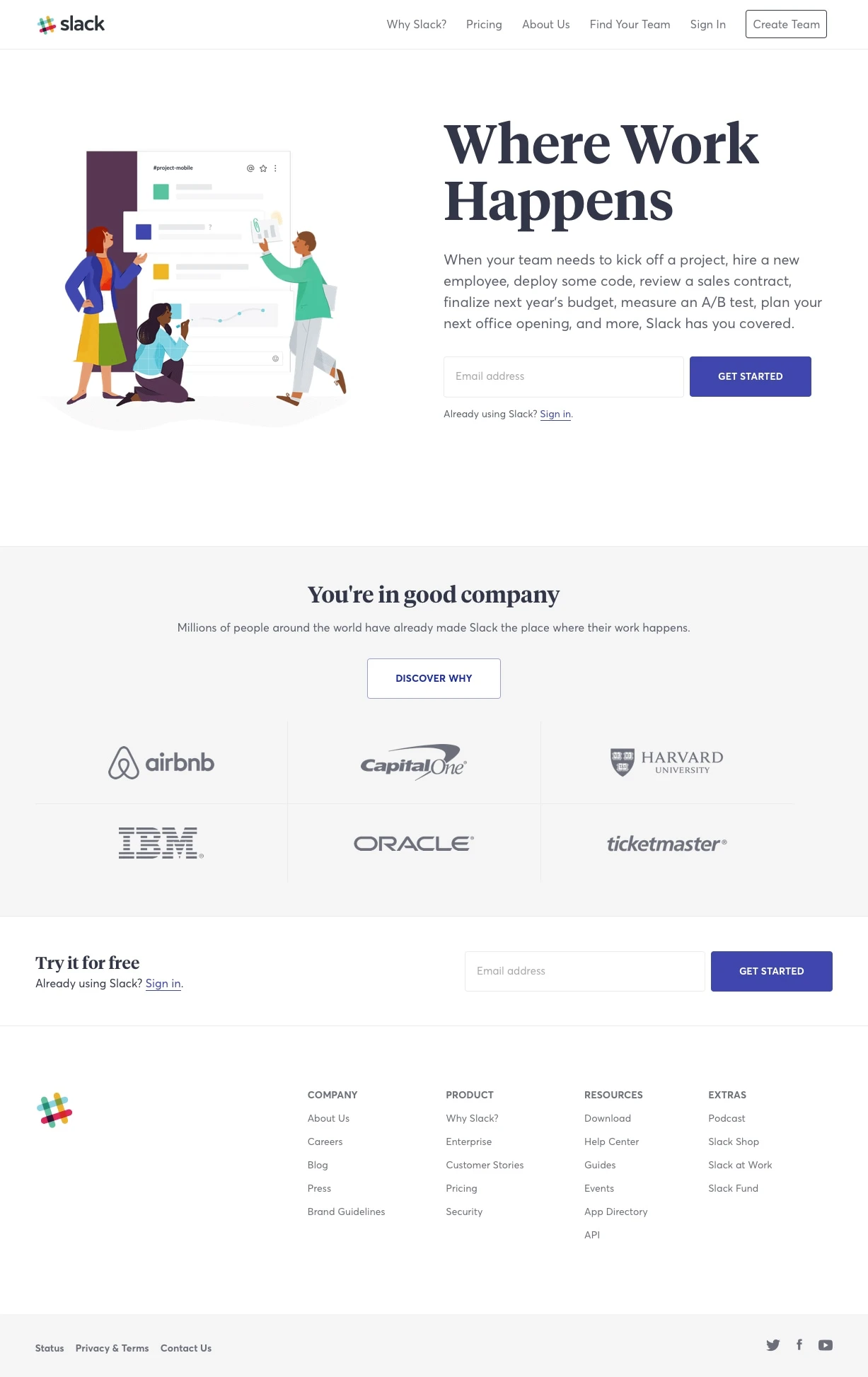 Slack Landing Page Example: Where Work Happens