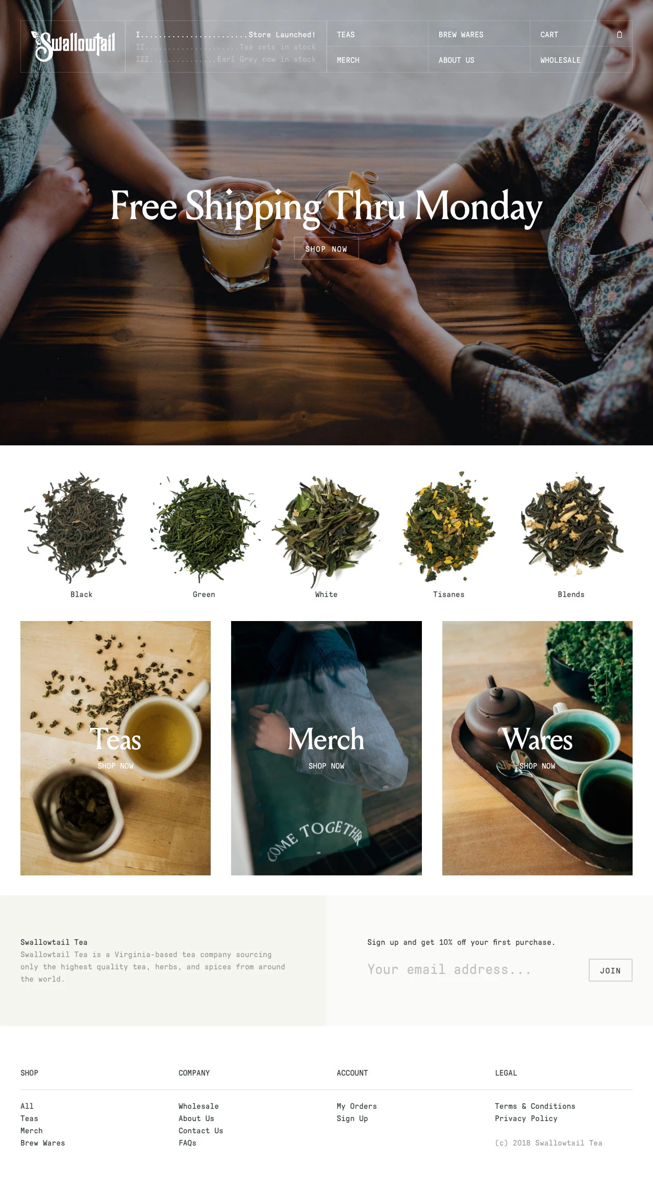 Swallowtail Tea Landing Page Example: Swallowtail Tea is a Virginia-based tea company sourcing only the highest quality tea, herbs, and spices from around the world.