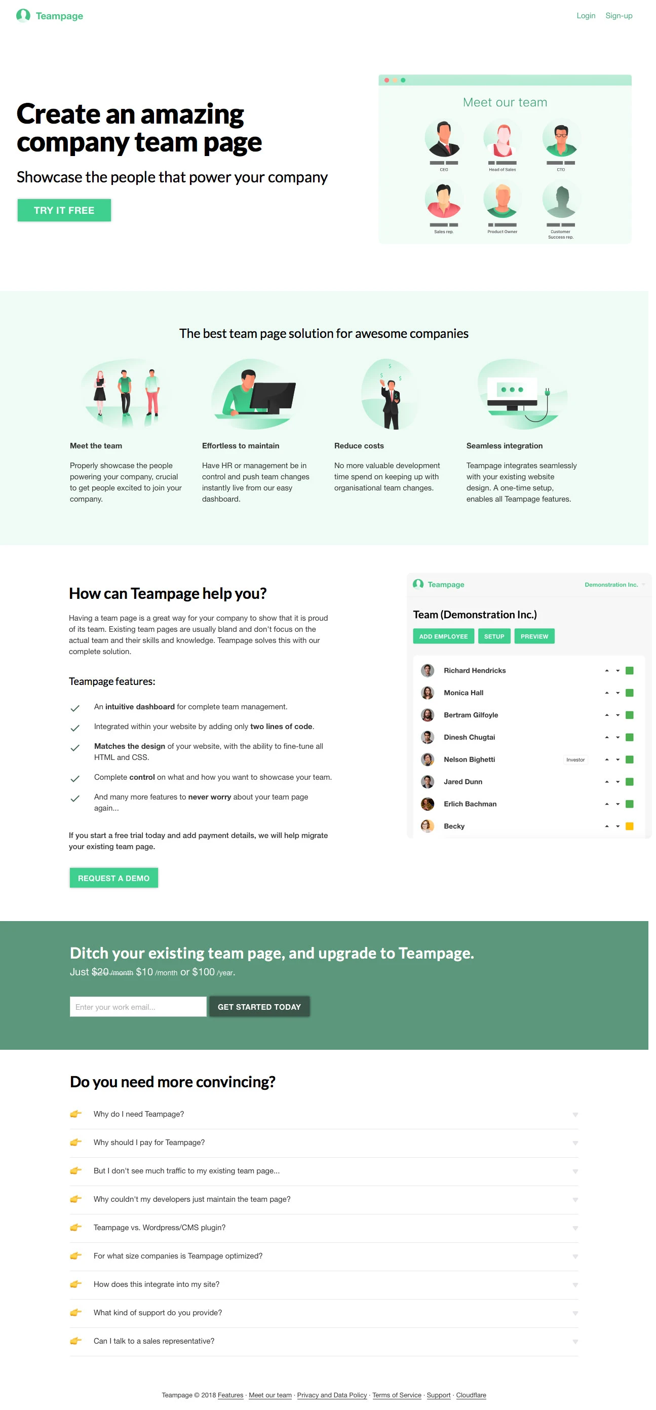 Teampage Landing Page Example: Create an amazing company team page. Showcase the people that power your company. Teampage is the best team page solution for awesome companies.