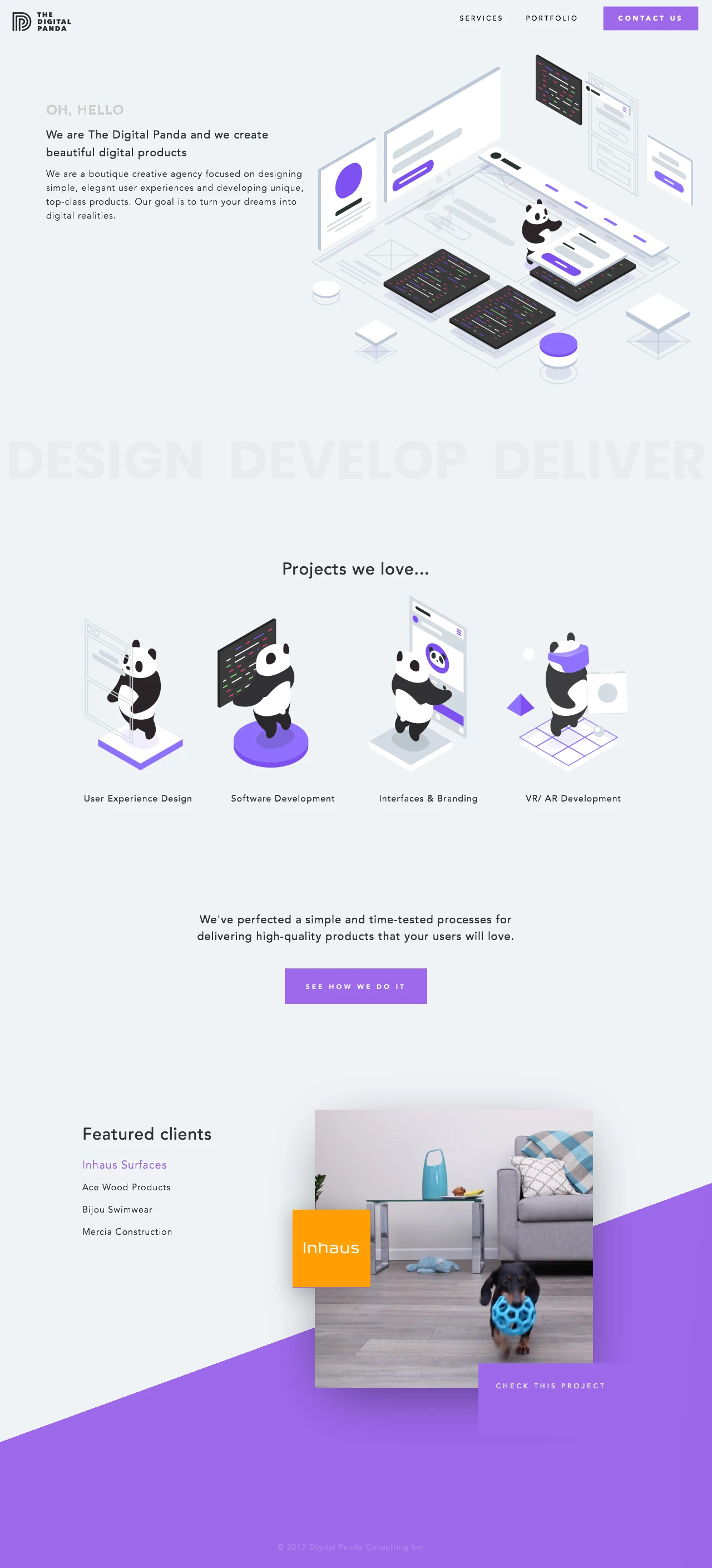 The Digital Panda Landing Page Example: A boutique Vancouver web and mobile design + development studio, focused on quality code and first class design. Let's work together!