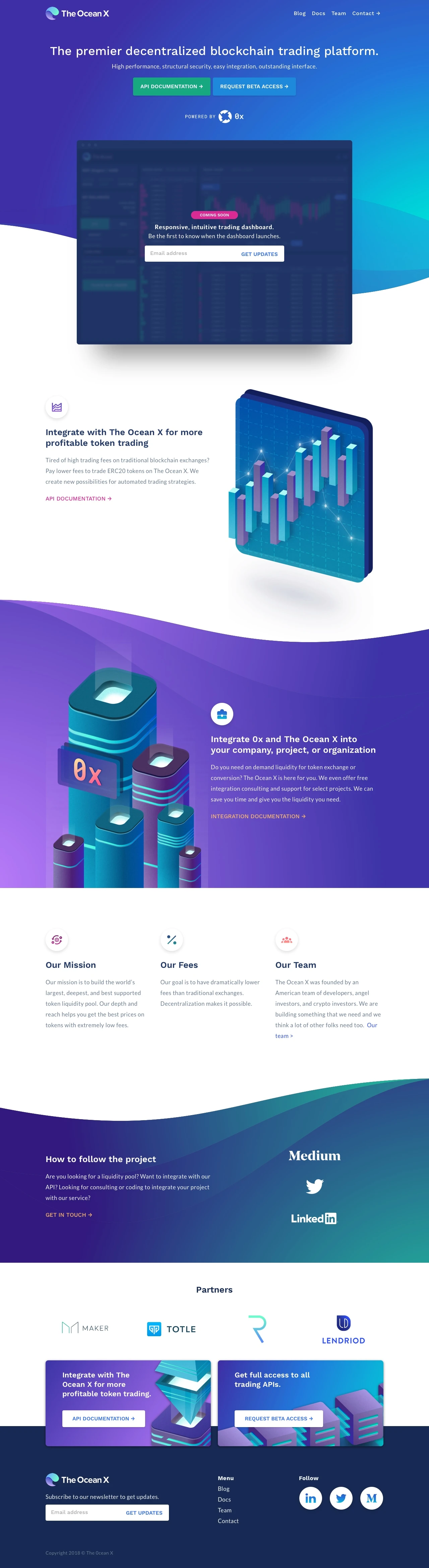The Ocean X Landing Page Example: Decentralized Blockchain Trading Platform