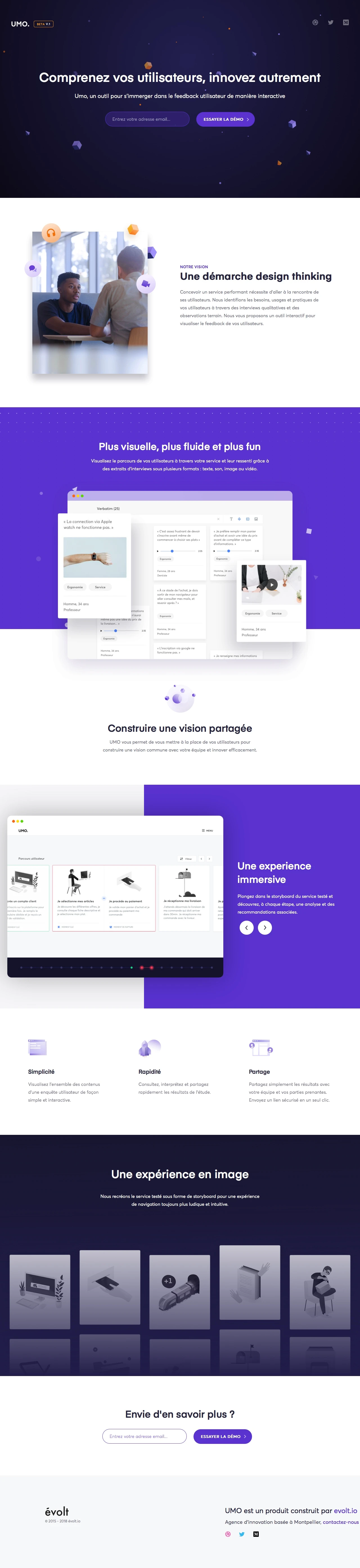 Umo Landing Page Example: Umo, a tool to immerse yourself in user feedback interactively