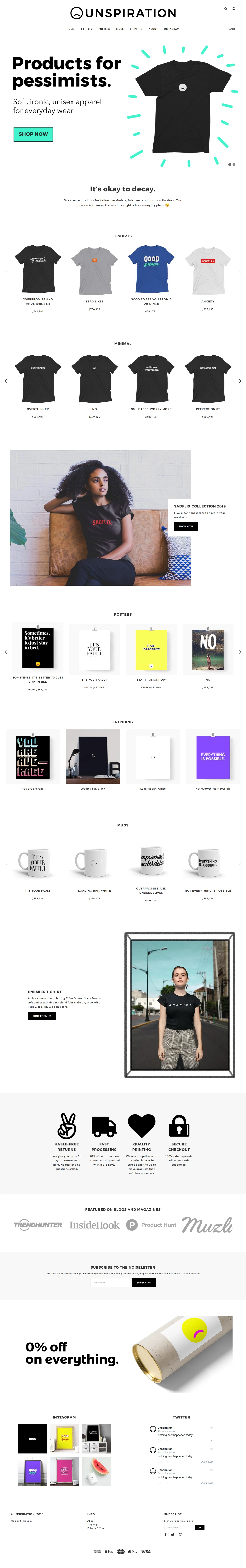 Unspiration Landing Page Example: We create products based on real life. Unspiration.co is an independent design studio based in Leith, Scotland.