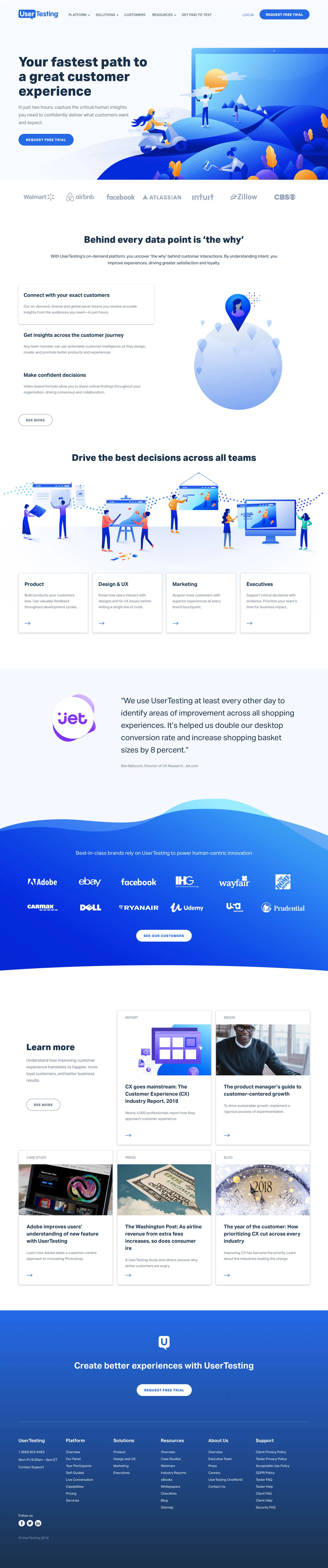 UserTesting Landing Page Example: In just two hours, capture the critical human insights you need to confidently deliver what customers want and expect.