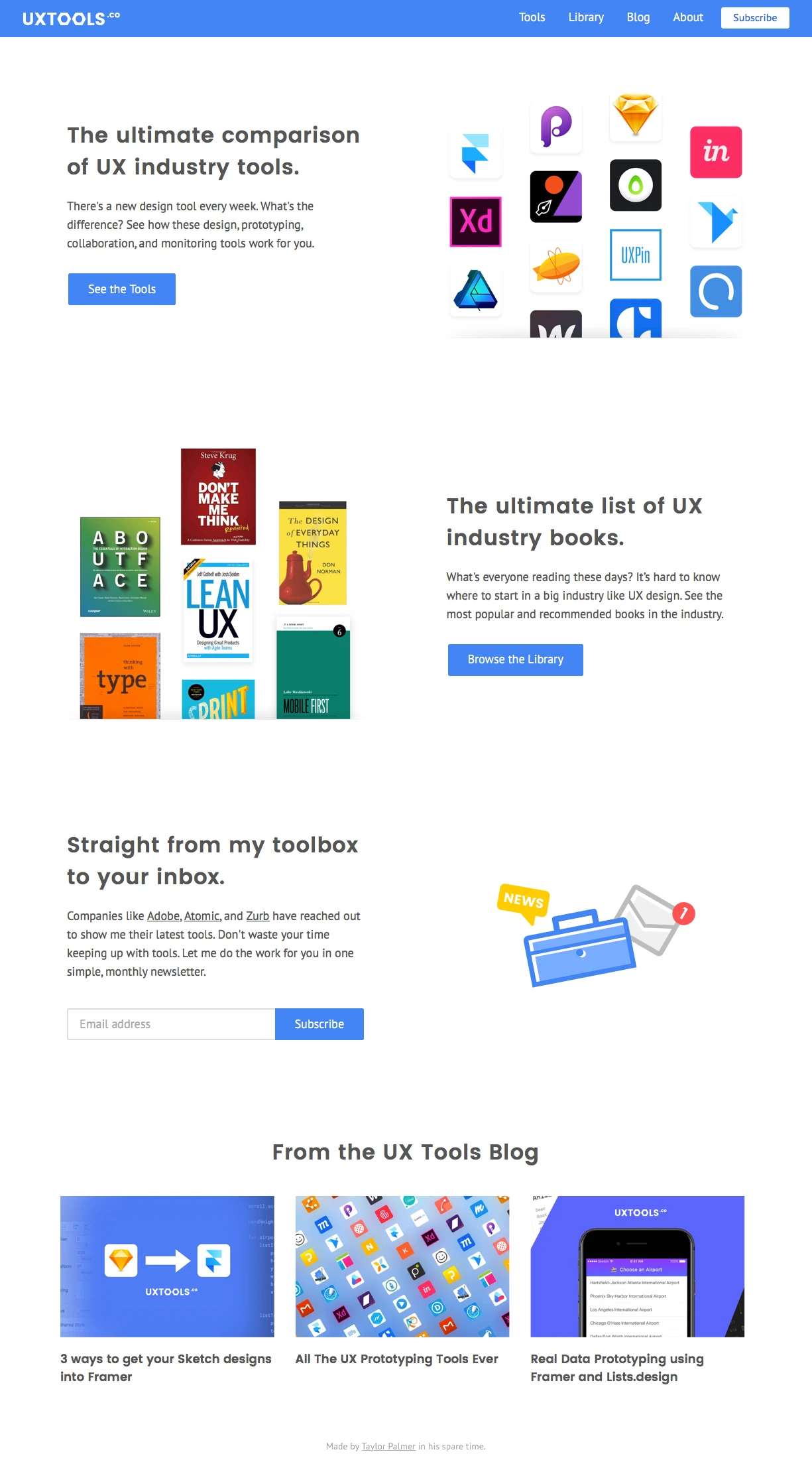 Uxtools Landing Page Example: The ultimate comparison of UX industry tools.