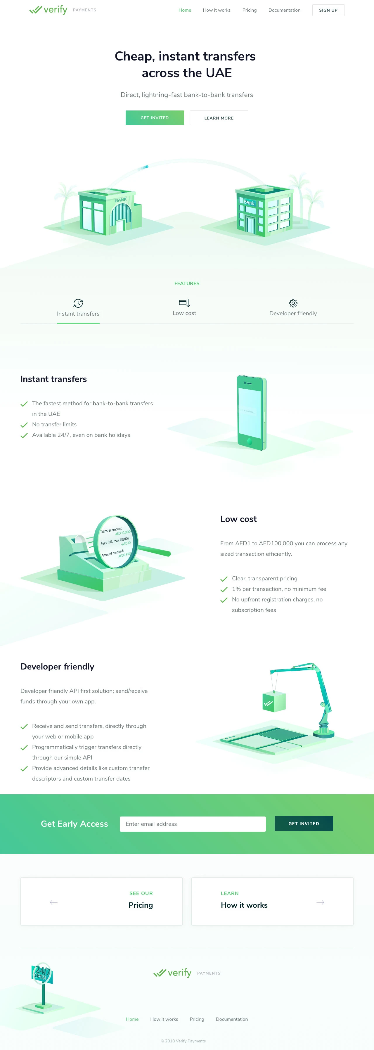 Verify Payments Landing Page Example: Direct, lightning-fast bank-to-bank transfers