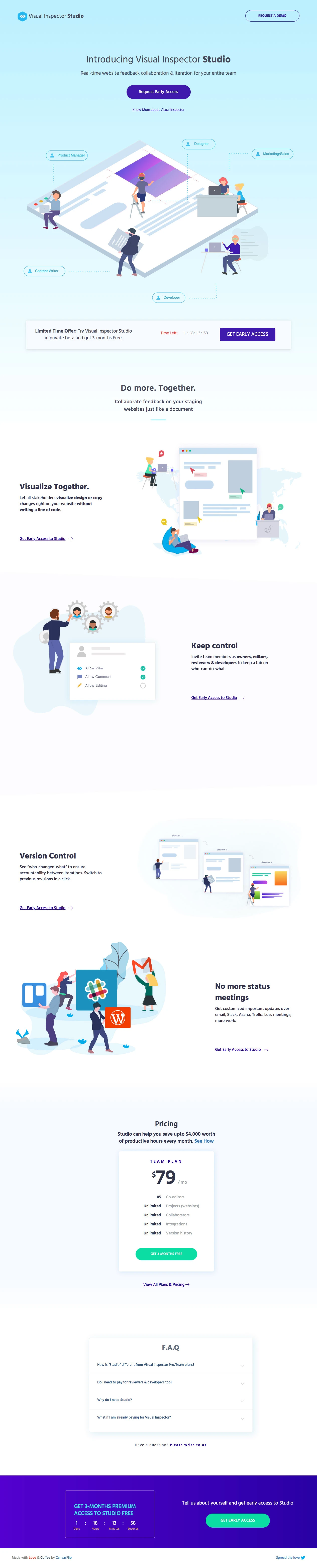 Visual Inspector Studio Landing Page Example: Real-time website feedback collaboration & iteration for your entire team