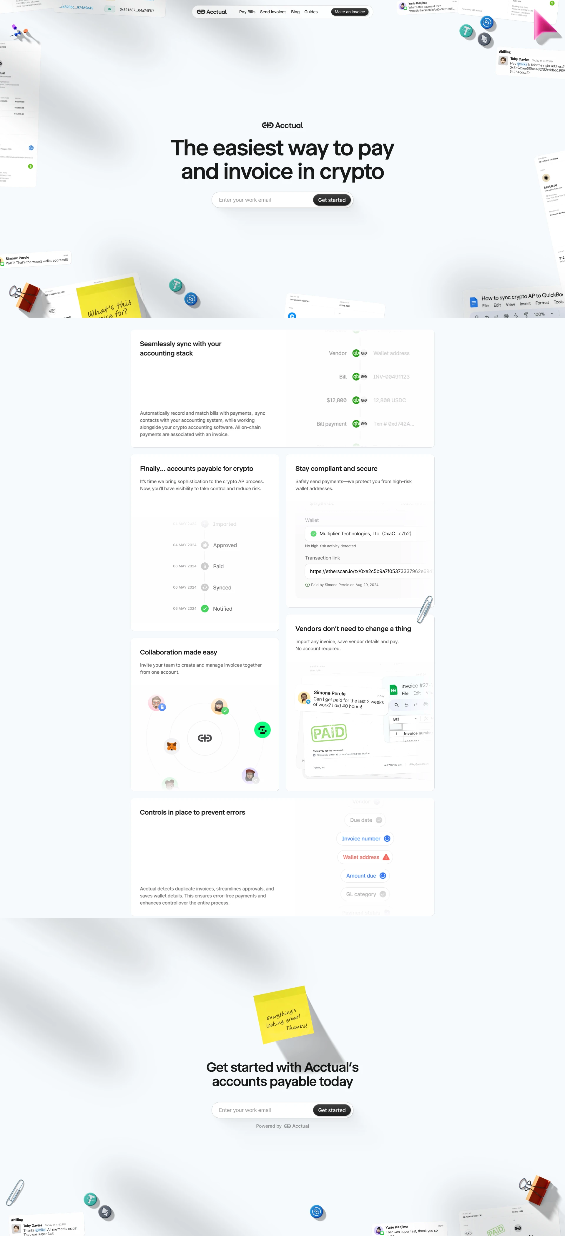 Acctual Landing Page Example: Easy accounts payable / accounts receivable automation for fiat and digital assets, with Acctual's crypto accounting software.