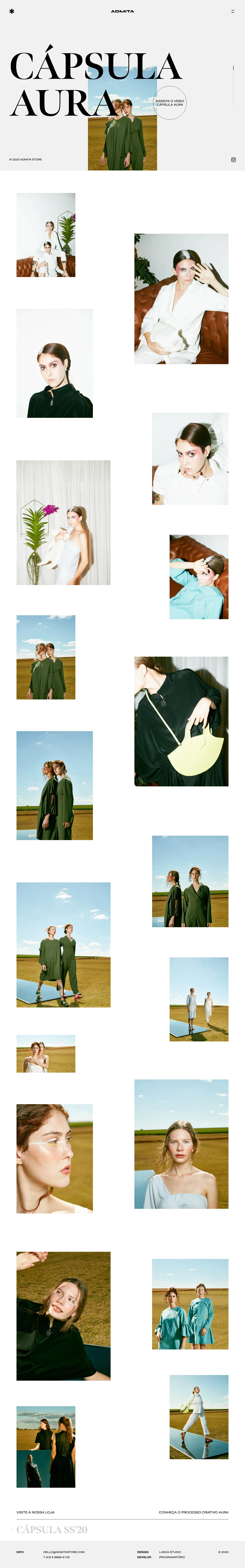 Admita Landing Page Example: Aura are modern textures and shapes, transformable fabrics and silver trims to symbolize fashion as an identity process tool suggesting things that are difficult to say that are just demonstrable.