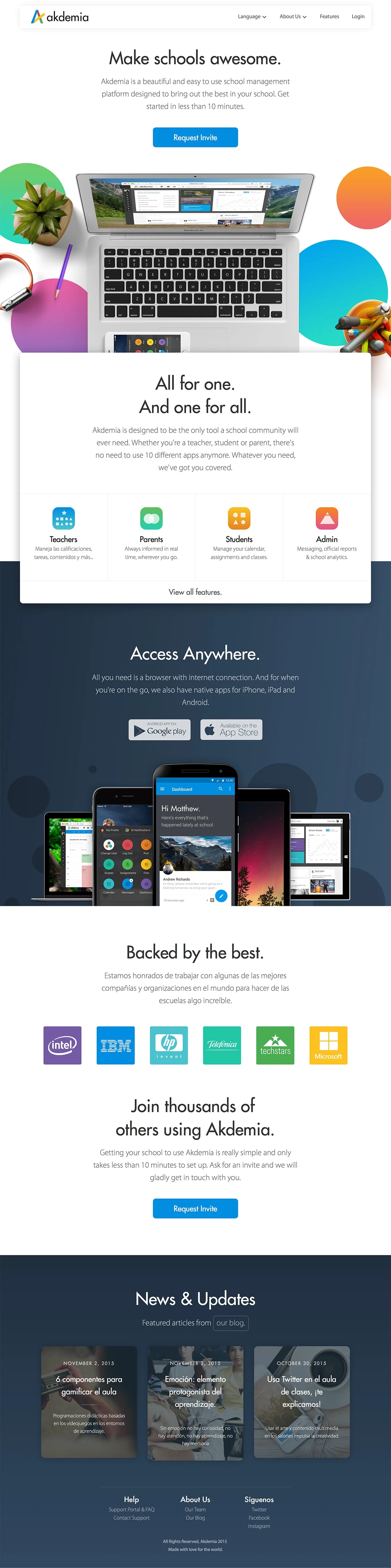 Akdemia Landing Page Example: Make Schools Awesome - Akdemia is the most comprehensive and easy to use school management platform designed to bring out the best in your school