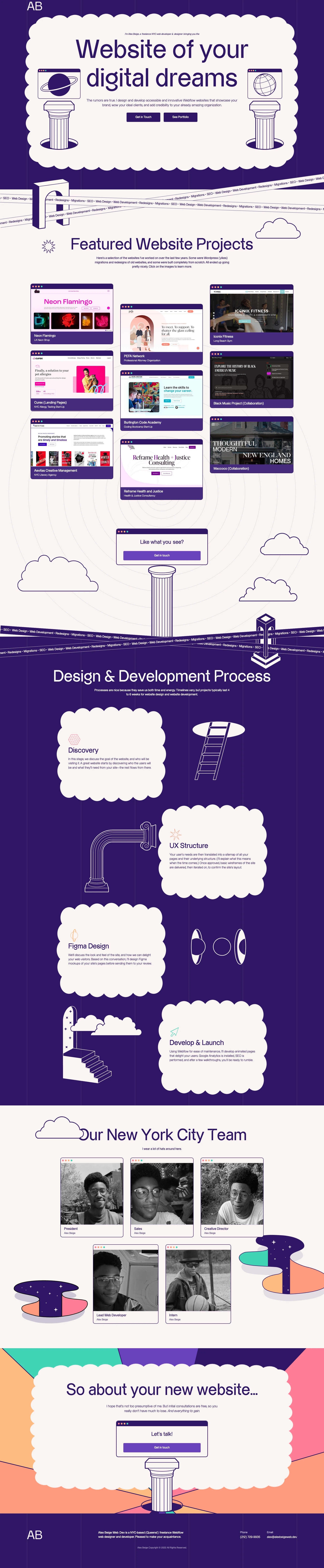 Alex Beige Landing Page Example: Alex Beige Web Dev is a New York City-based freelance website designer and developer building innovative Webflow websites that wow your ideal clients.