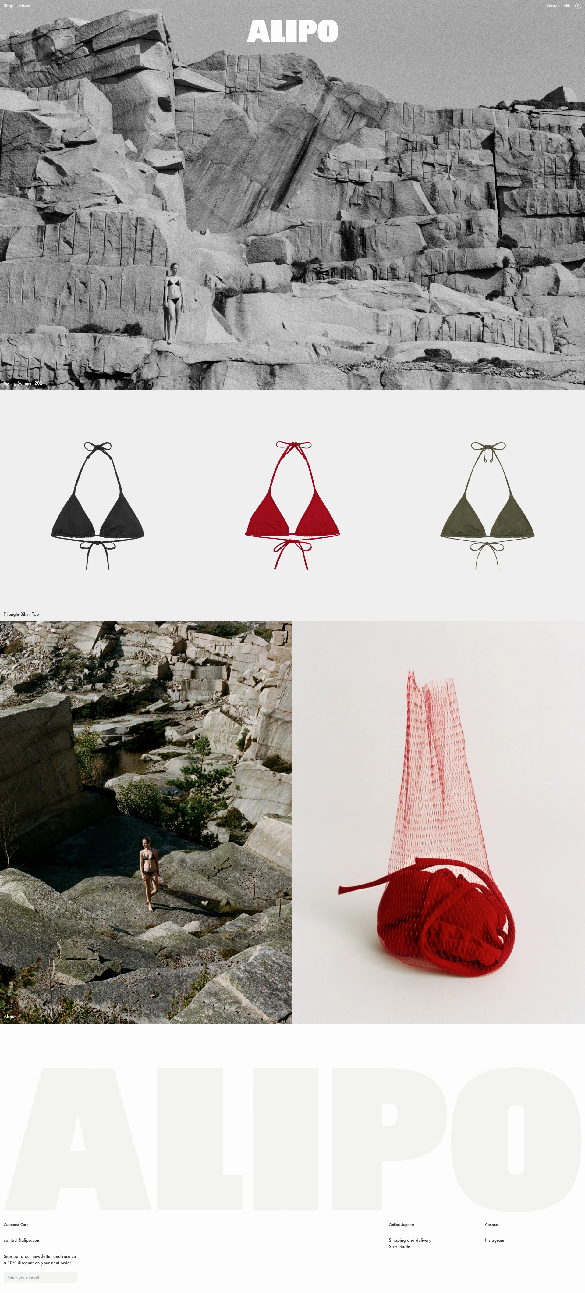 Alipo Landing Page Example: Alipo is a swimwear brand founded in the summer of 2024. Embedded in the notion that swimwear is deeply personal, Alipo is founded on distinct principles of comfort, performance and longevity.