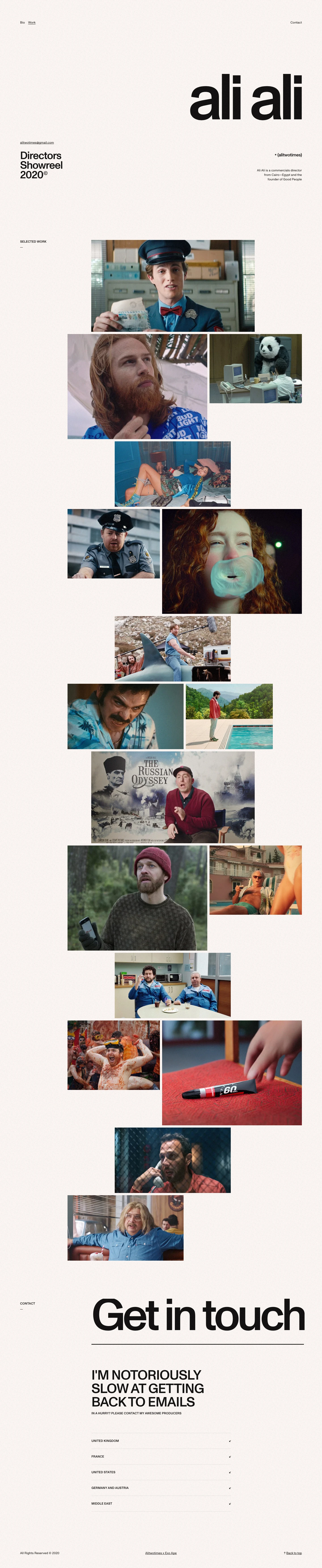 Ali Ali Landing Page Example: Ali Ali is a commercials director from Cairo, Egypt and the founder of Good People.