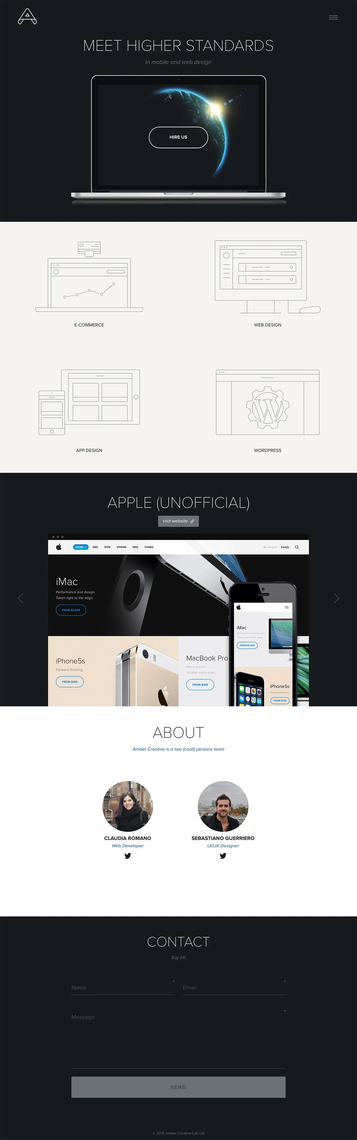 Amber Creative Landing Page Example: Design and code responsive web applications. From London with LOVE.