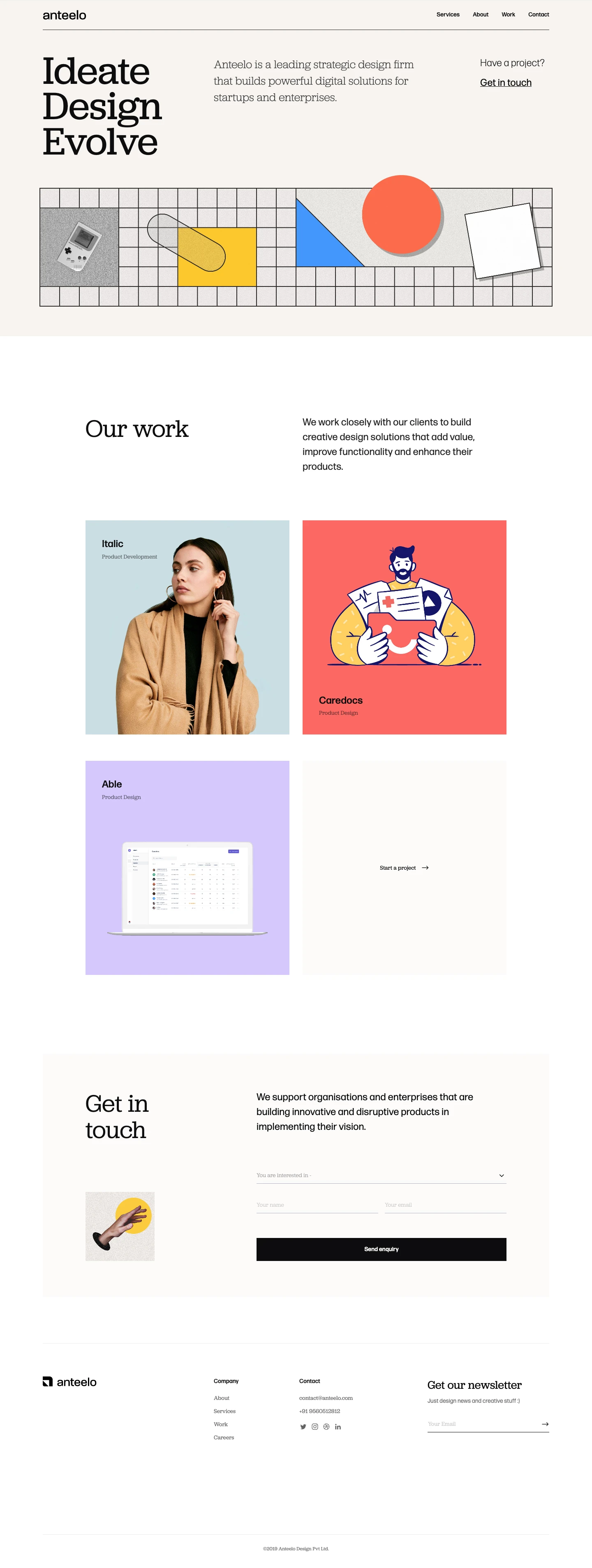 Anteelo Landing Page Example: Anteelo is a leading design firm that provides powerful UI/UX design and strategy solutions to emerging businesses and helps them innovate digitally.