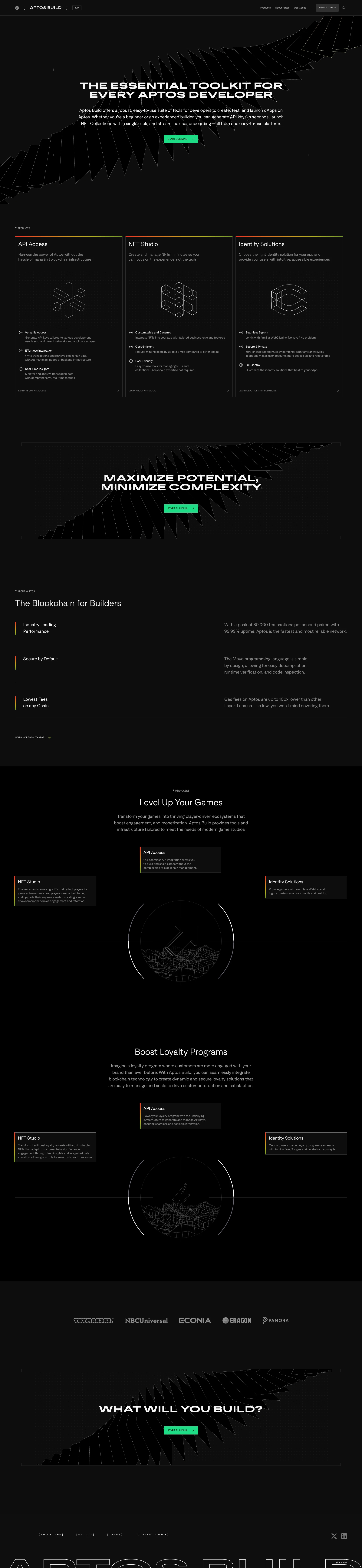 Aptos Build Landing Page Example: Your gateway to Blockchain development. Empowering developers with the tools to build, launch, and scale applications on the Aptos blockchain.