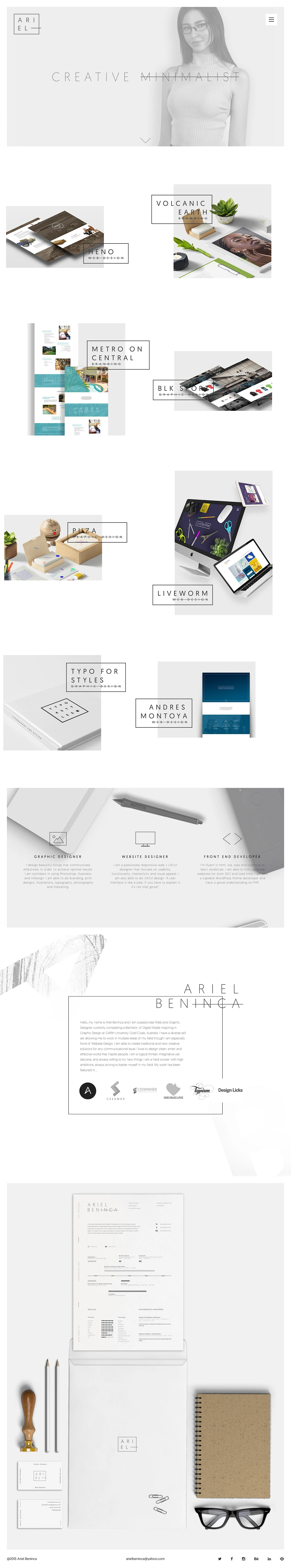 Ariel Beninca Landing Page Example: Graphic and Web designer on the gold coast