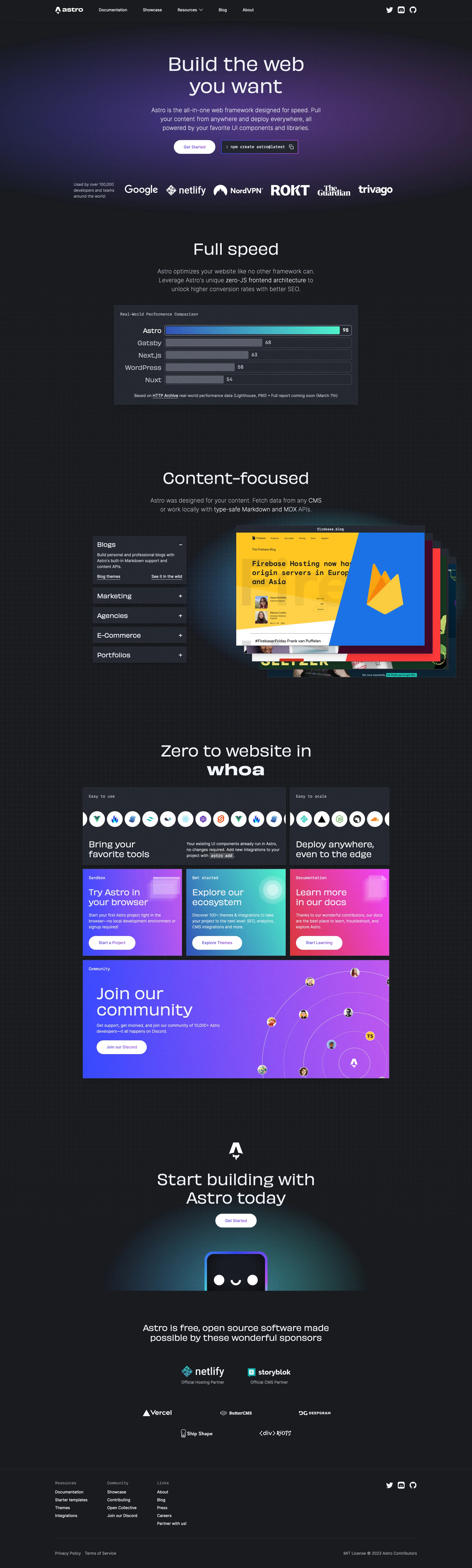 Astro Landing Page Example: Astro is an all-in-one framework for building fast websites faster. Grab content from anywhere, deploy everywhere, and show the web what you've got.