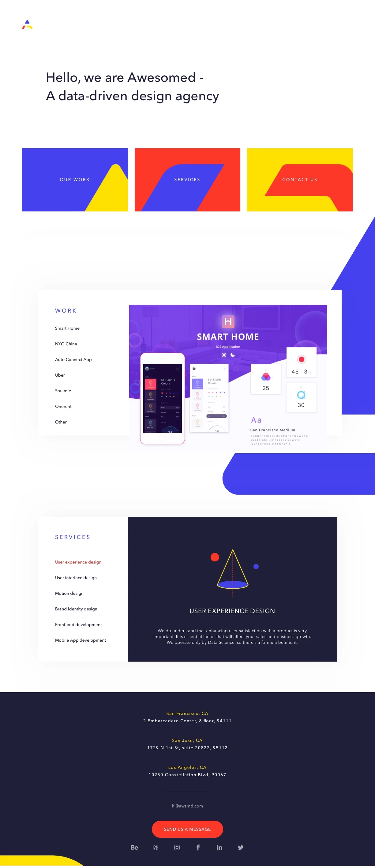 Awesomed Landing Page Example: A data-driven User Experience and User Interface design agency