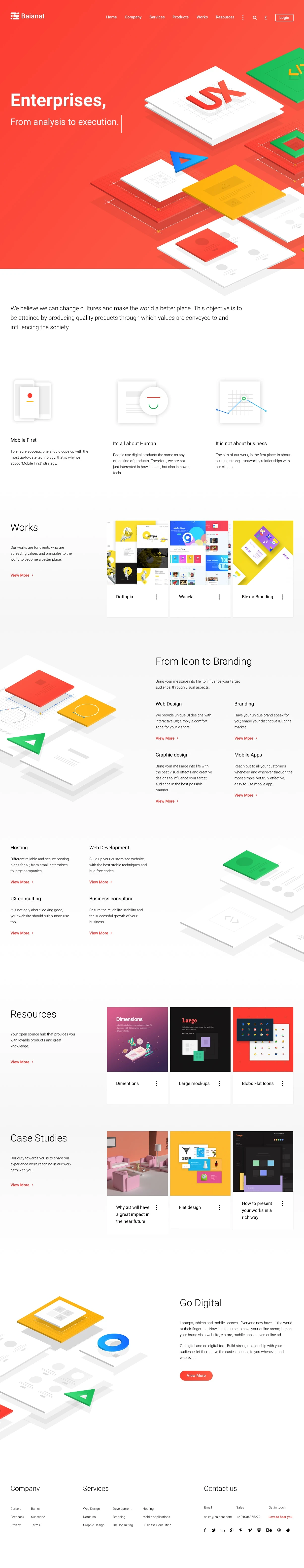 Baianat Landing Page Example: One of the most leading compaines in information technology that works in websites design, user experience, programming and business solutions.