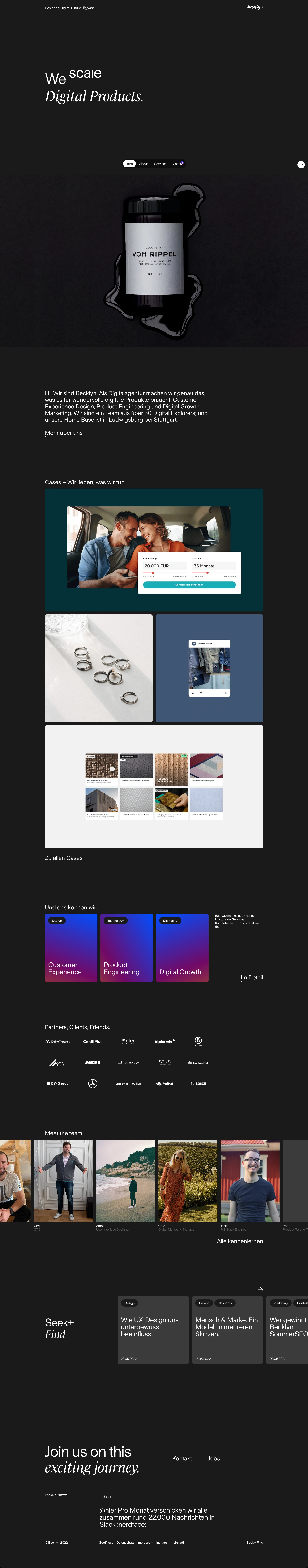 Becklyn Landing Page Example: We create digital products.