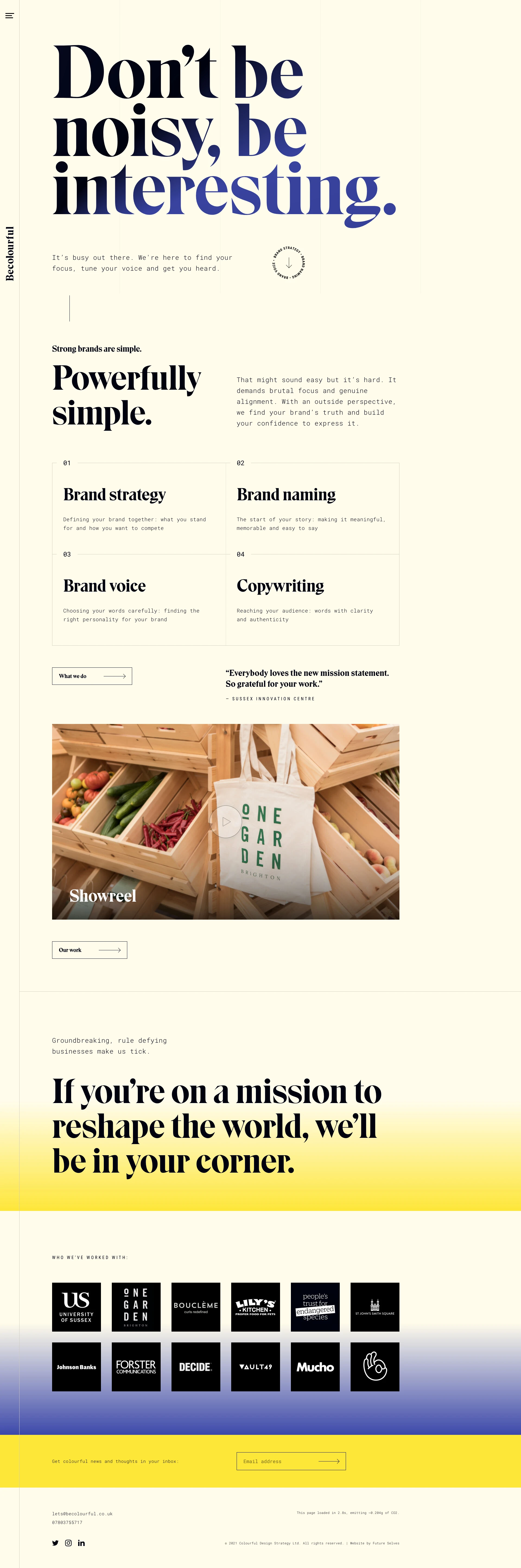 Becolourful Landing Page Example: We're here to find your focus, tune your voice, and get you heard.