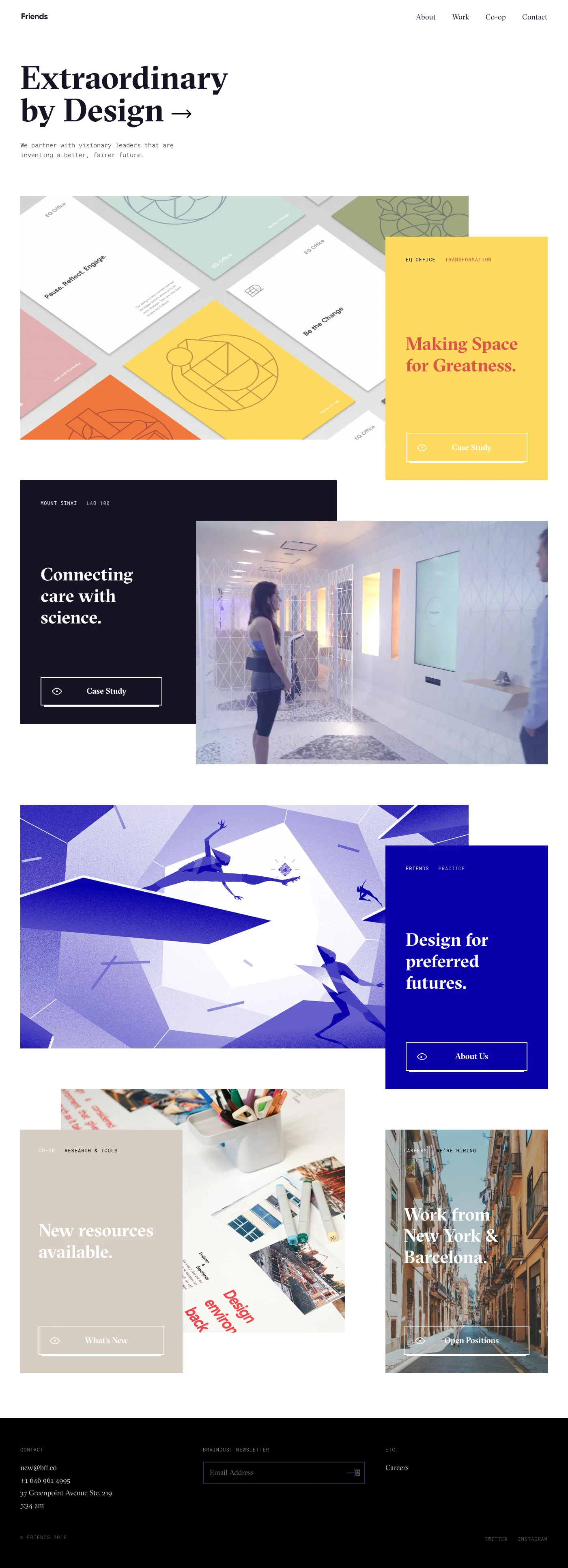 BFF Landing Page Example: We partner with visionary leaders that are inventing a better, fairer future.