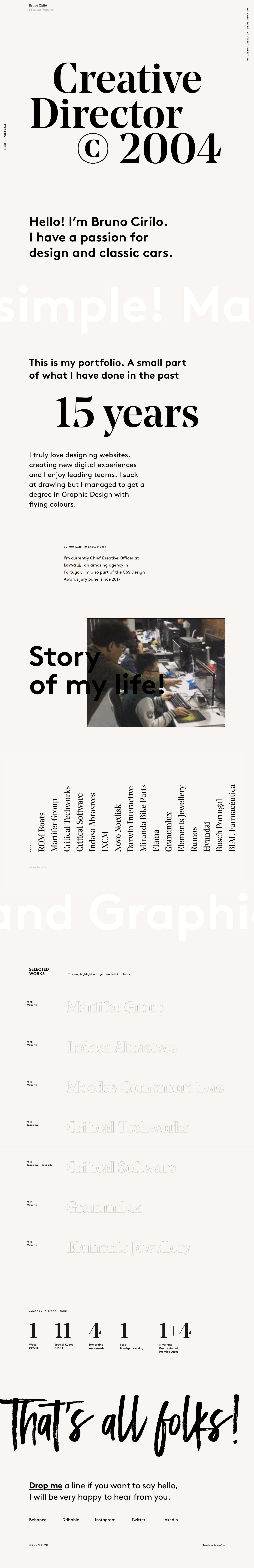 Bruno Cirilo Landing Page Example: Bruno Cirilo is a Creative Director with more than fifteen years of experience in brand and digital projects.