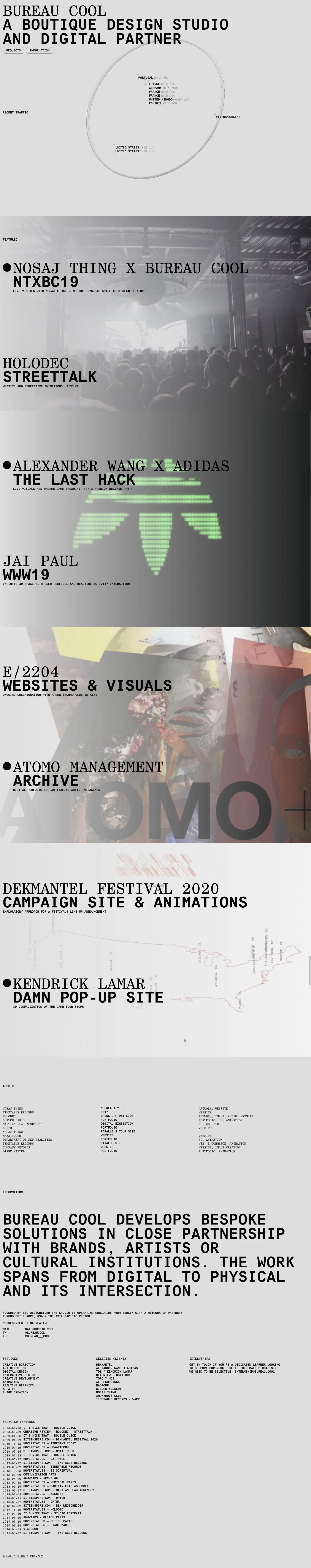 Bureau Cool Landing Page Example: A boutique design studio and digital partner.