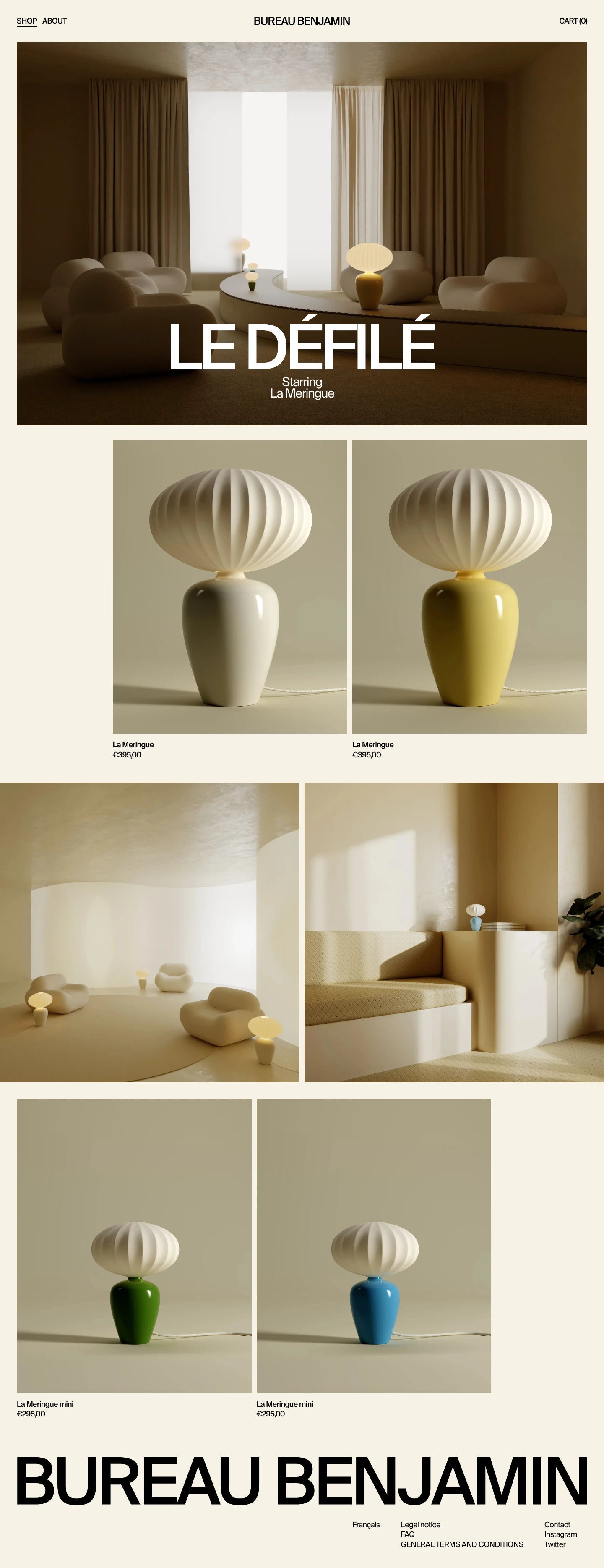 Bureau Benjamin Landing Page Example: I've always been fascinated by the idea of imagining objects that come to life in an accessible place. To be able to tell you an emotion beyond the screen. He has developed a very personal style in graphic design, as well as through his dreamlike 3D universe. He achieves a contemporary vision for interiors by mixing dream with reality as touches of haute-couture and influences from the world of fashion combine to inspire him. 