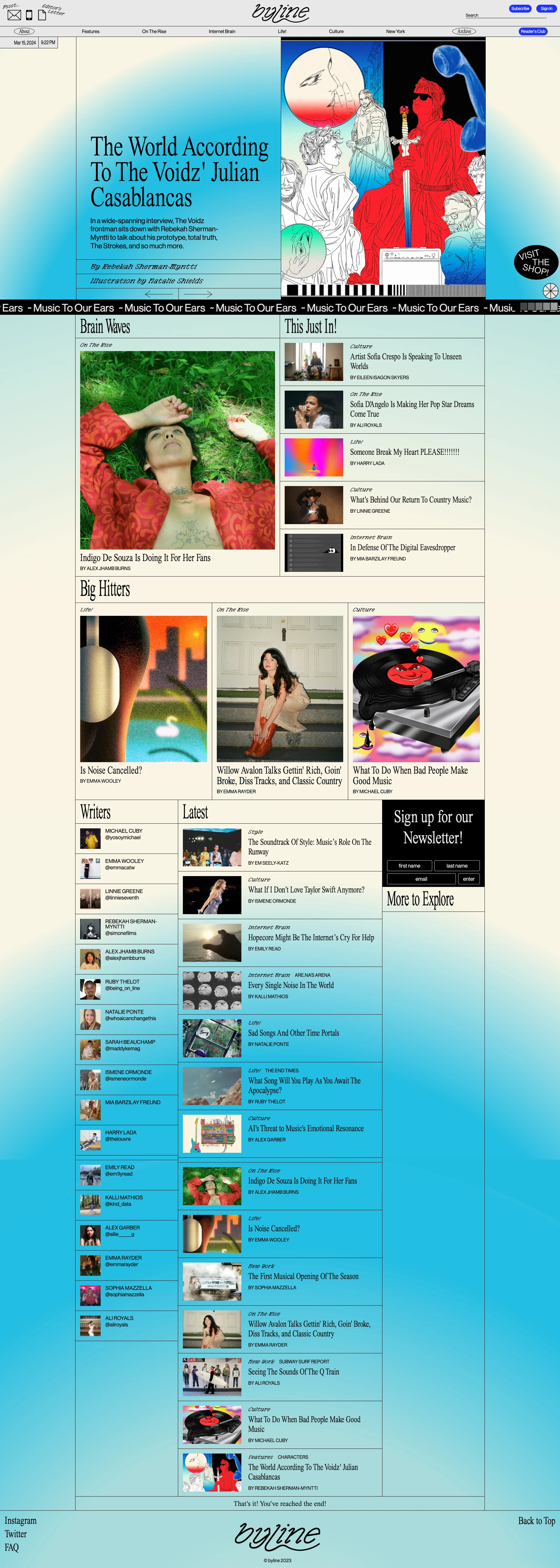 Byline Landing Page Example: Byline is an online and print publication, born from an appreciation for niche observations, sartorial sagas, deep cuts and deep dives. Our contributors — writers, photographers, videographers, and makers — explore the topics that invigorate them most, live from New York City, and beyond.