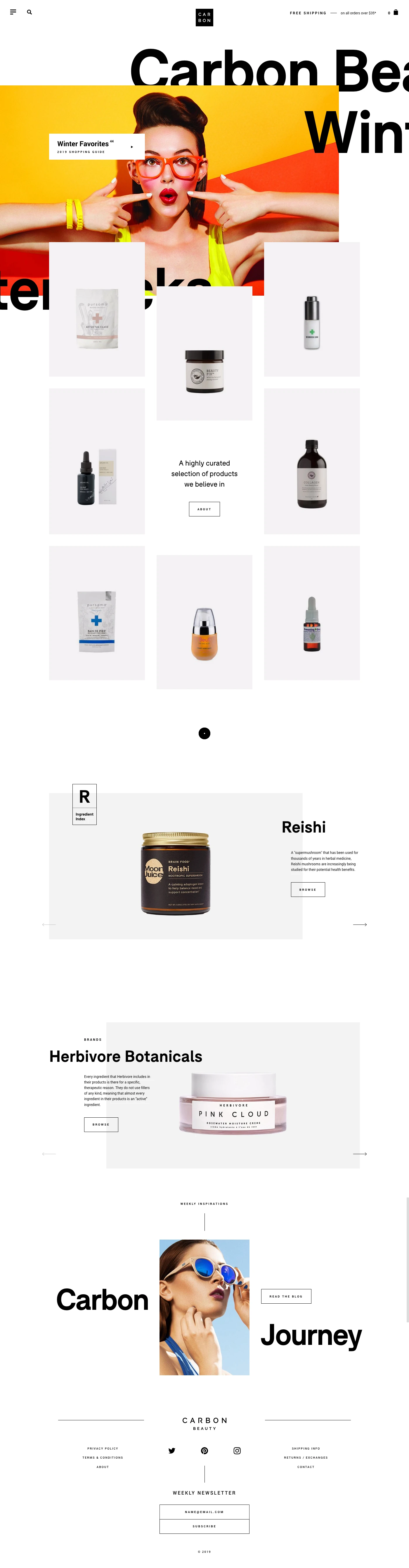 Carbon Beauty Landing Page Example: Natural Beauty & Wellness Boutique