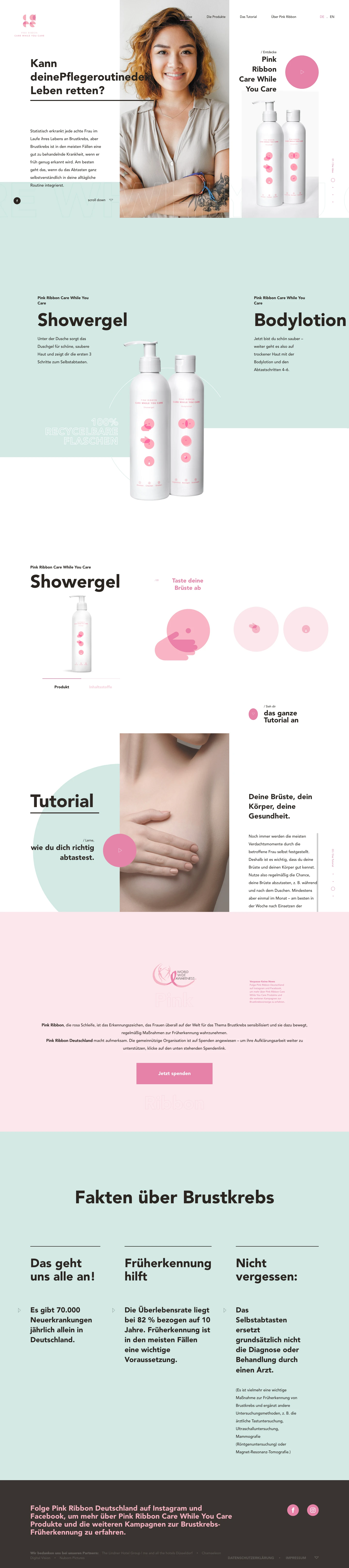 Care While You Care Landing Page Example: Breast cancer awareness: turn your daily shower into a chance to protect your health by self-checking for breast cancer