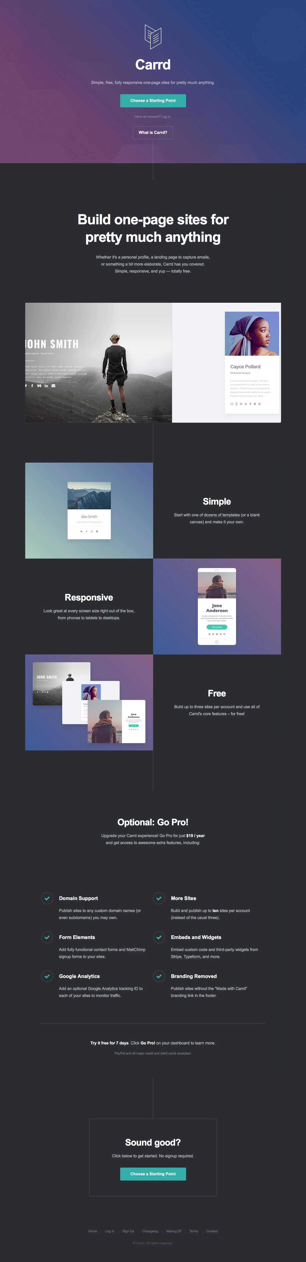 Carrd Landing Page Example: Simple, free, fully responsive one-page sites for pretty much anything.