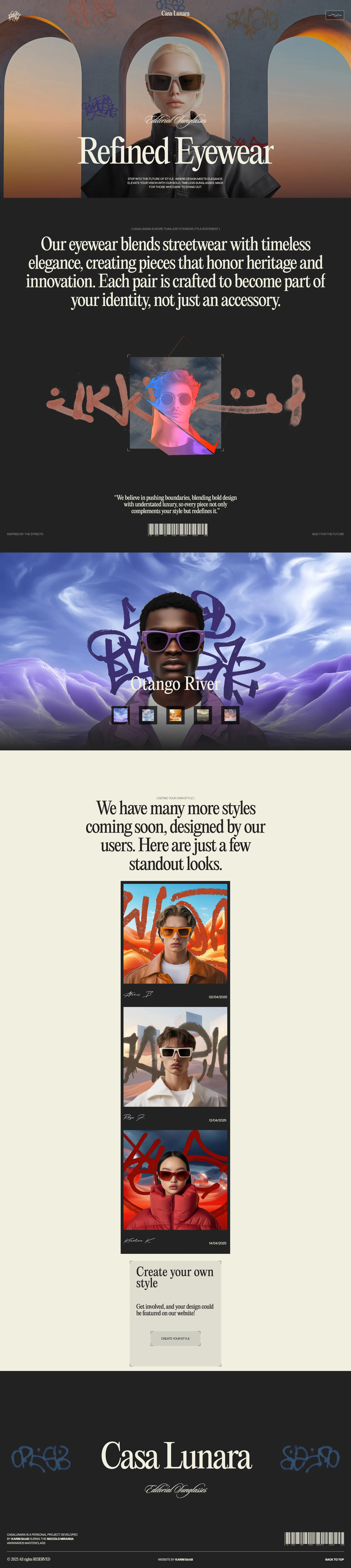 Casa Lunara Landing Page Example: Casa Lunara is a fresh eyewear brand mixing bold, editorial vibes with streetwear style. It features standout sunglasses and lets the community help shape what comes next.