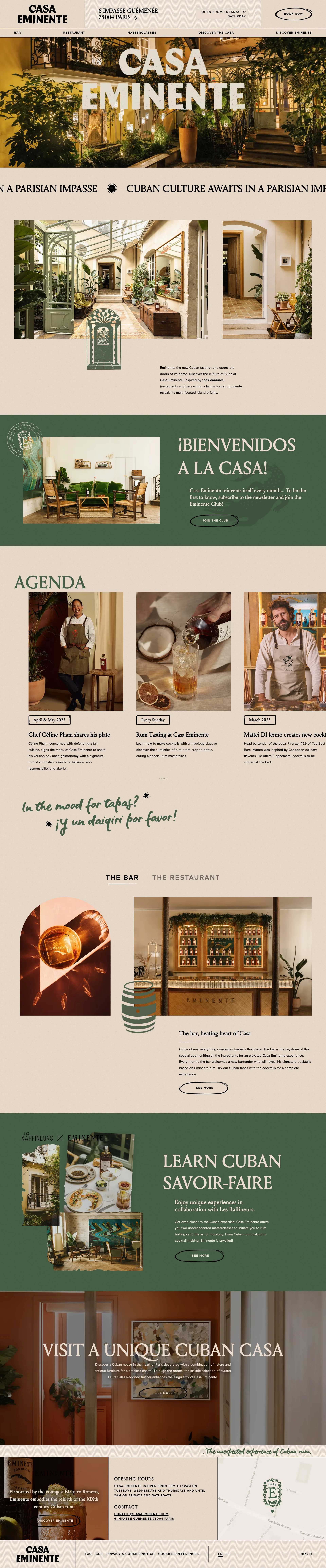Casa Eminente Landing Page Example: Cuban culture awaits in a parisian impasse.