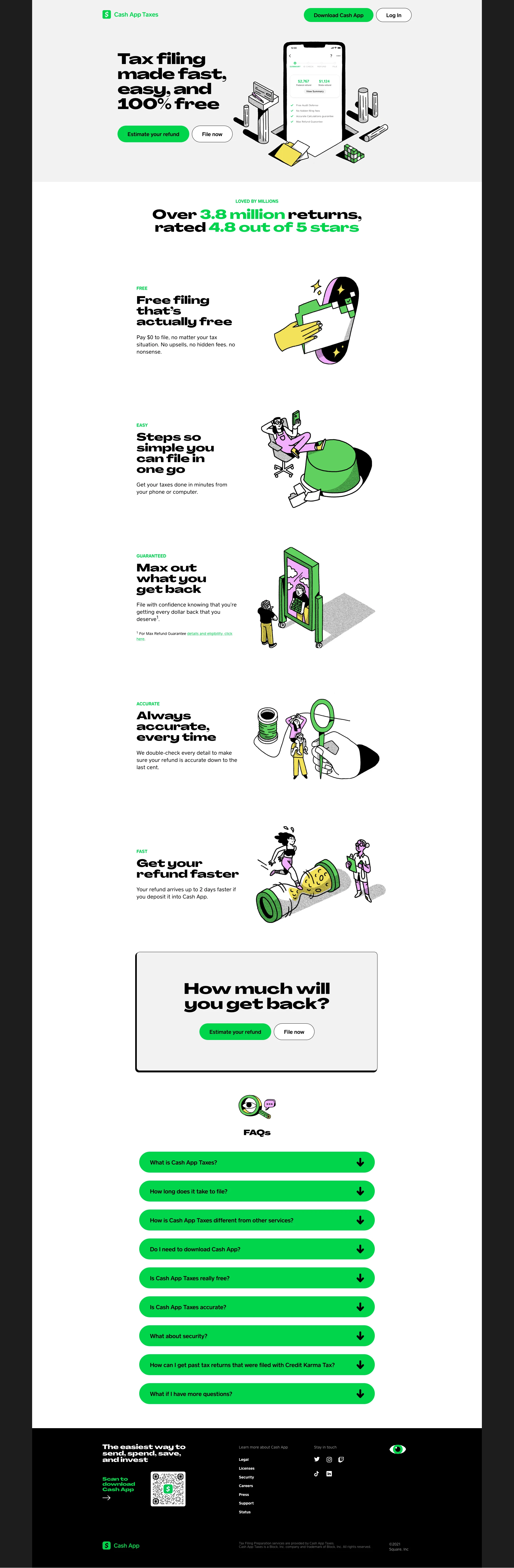 Cash App Taxes Landing Page Example: Easy, accurate and completely free tax filing with Cash App Taxes formerly Credit Karma Tax. Includes Max Refund Guarantee, free Audit Defense plus much more.
