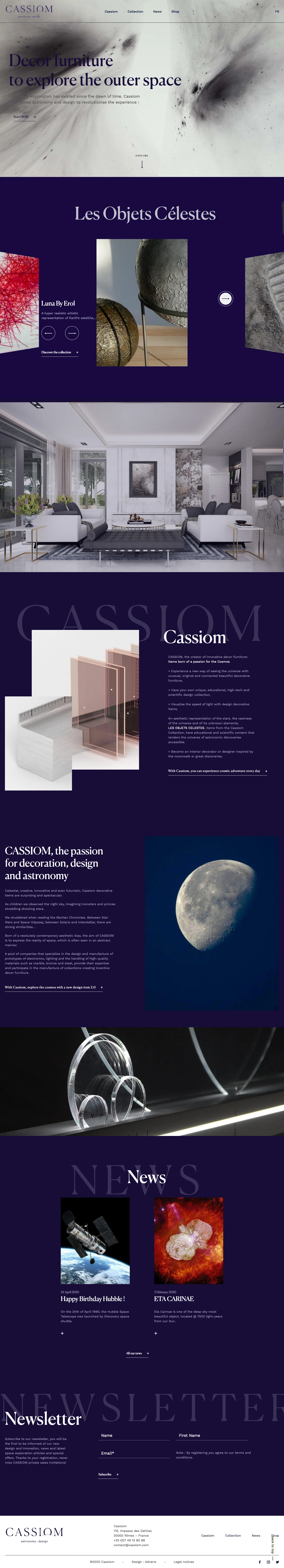 Cassiom Landing Page Example: Decor furniture with contemporary design makes a statement in your home. Cassiom, creating exclusive interior decorations between space and art.