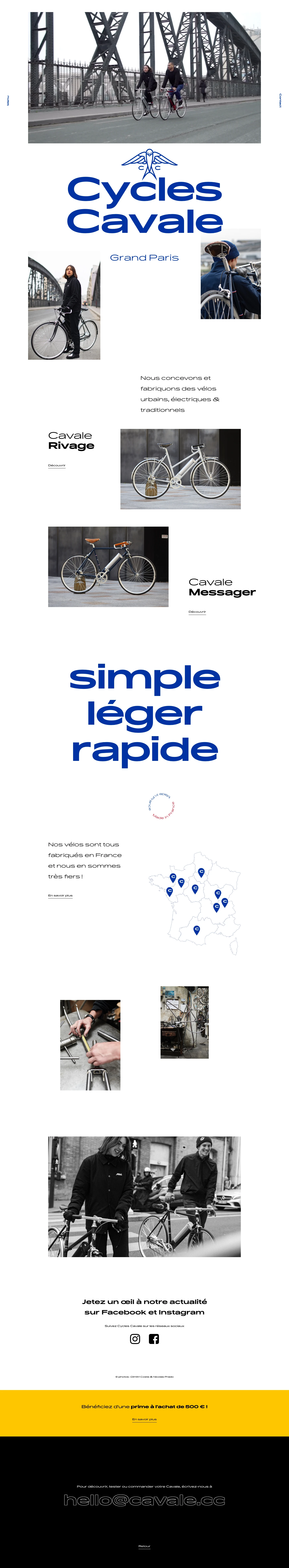 Cycles Cavale Landing Page Example: We are a cycling brand based in Greater Paris, France.