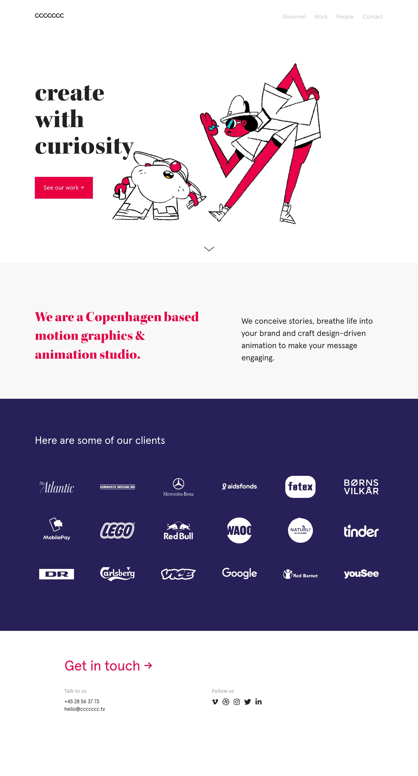 CCCCCCC Landing Page Example: A Motion Design & Animation Studio that conceive stories, breathe life into your brand and craft design-driven animation to make your message engaging.